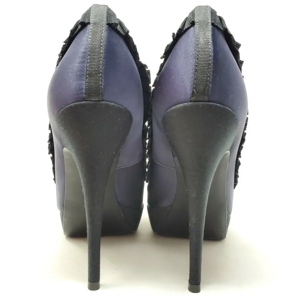 Tory Burch Peep Toe Heels Sz 8.5 M Ruffles Studs